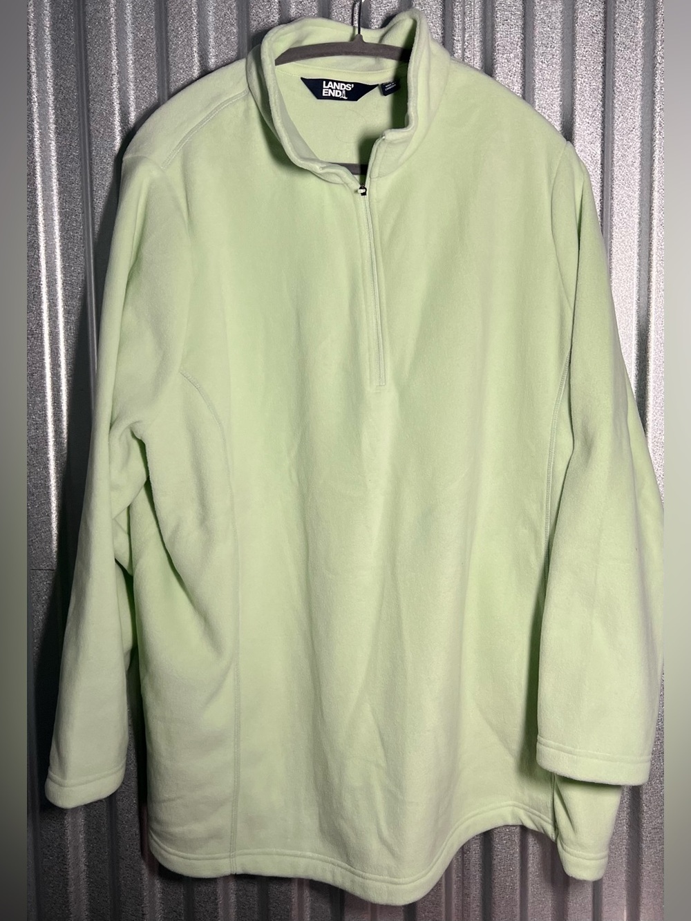 Lands' End Women’s Pastel Lime Green Quarter-Zip Fleece Pullover 3X NWOT